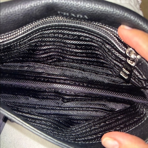 Prada Vitello Daino soft Black Crossbody Bag with Logo Strap - Picture 6 of 9